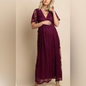 PinkBlush Maternity Maxi dress, burgundy.